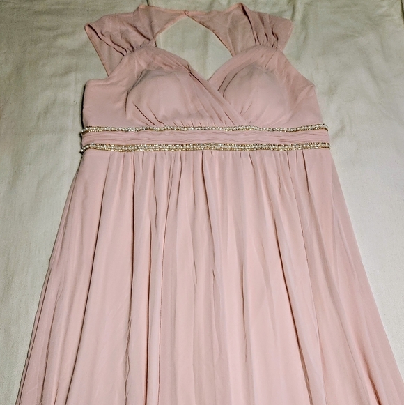 Ever Pretty Chiffon Beaded Belt V Neck Maxi Dress Pink Size 20 - Picture 6 of 13